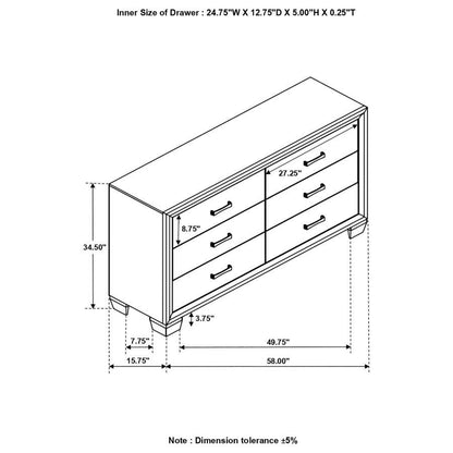 Brandon - 6-Drawer Dresser - Warm Brown