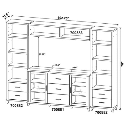 Lewes - 4 Piece TV Entertainment Center - Cappuccino