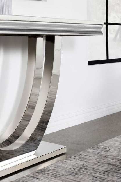 Kerwin - U-Base Stone Top Entryway Sofa Console Table - Chrome