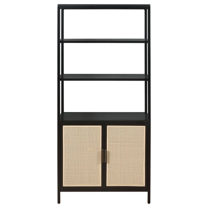 Amherst - 3-Shelf Radio Weave Cane Metal Accent Cabinet