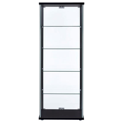 Delphinium - 5-Shelf Clear Glass Curio Display Cabinet - Black