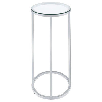 Kyle - Oval Glass Top C-Shaped Sofa Side Table - Chrome