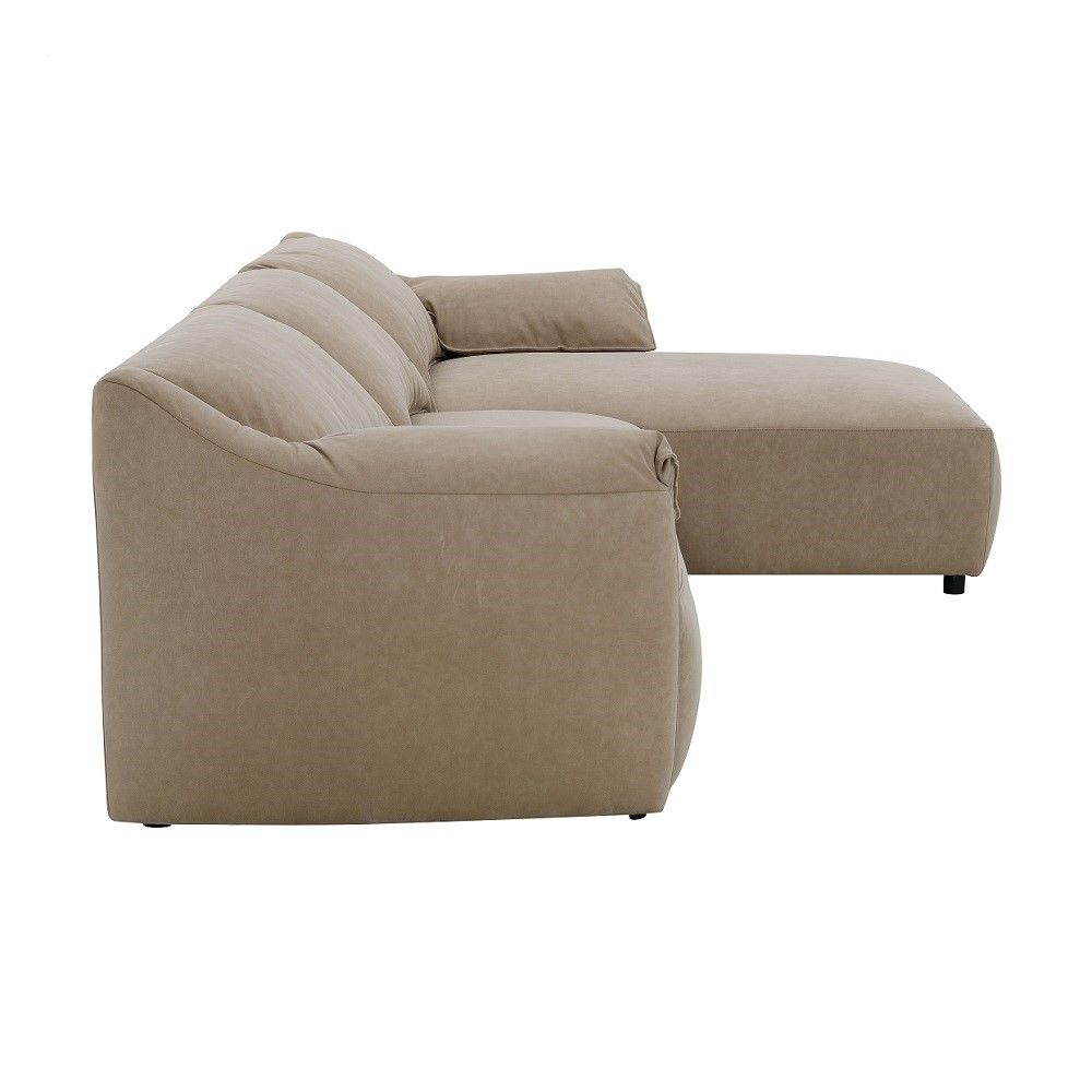 Veata - Sectional Sofa - Light Brown Suede Velvet