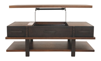 Stanah - Brown / Beige - Lift Top Cocktail Table
