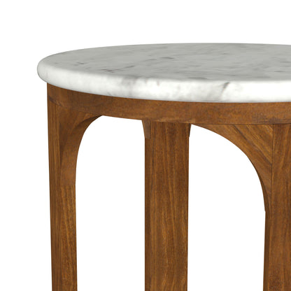 Berkeley - Round Marble Top Side Table - White And Brown