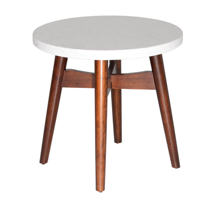 Serena - Silverstone Round End Table - White