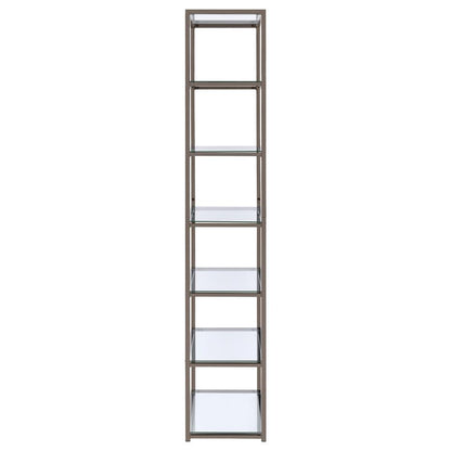 Kate - 5-Shelf Glass Bookshelf - Black Nickel