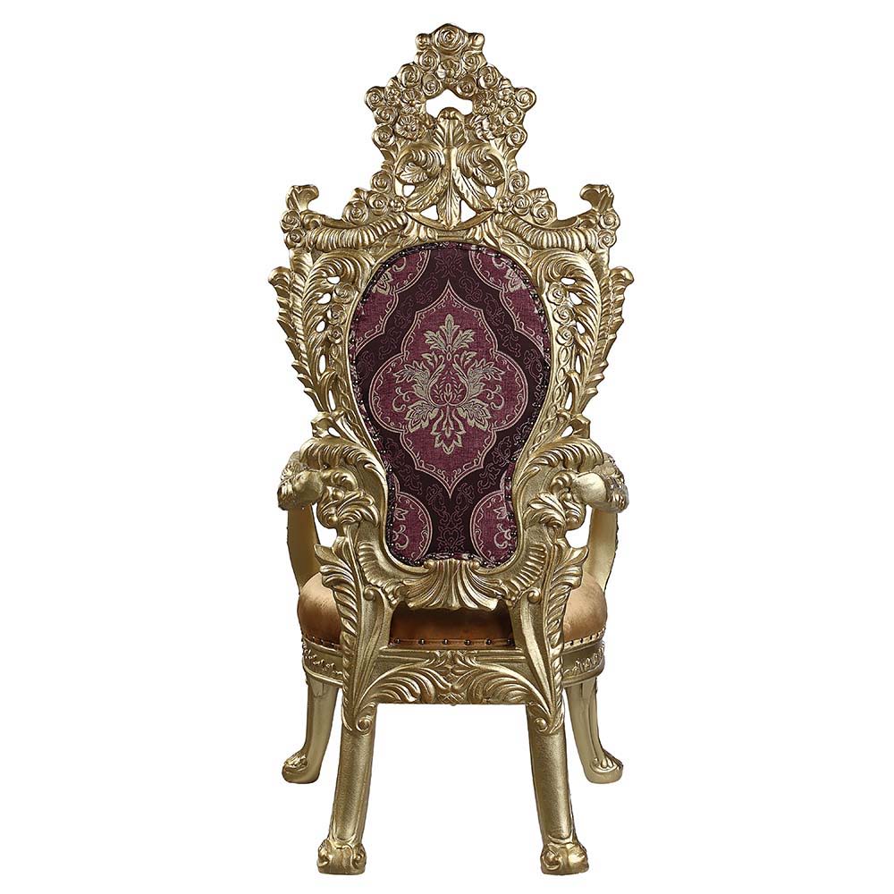 Bernadette - Arm Chair (Set of 2) - Pattern Fabric & Gold Finish