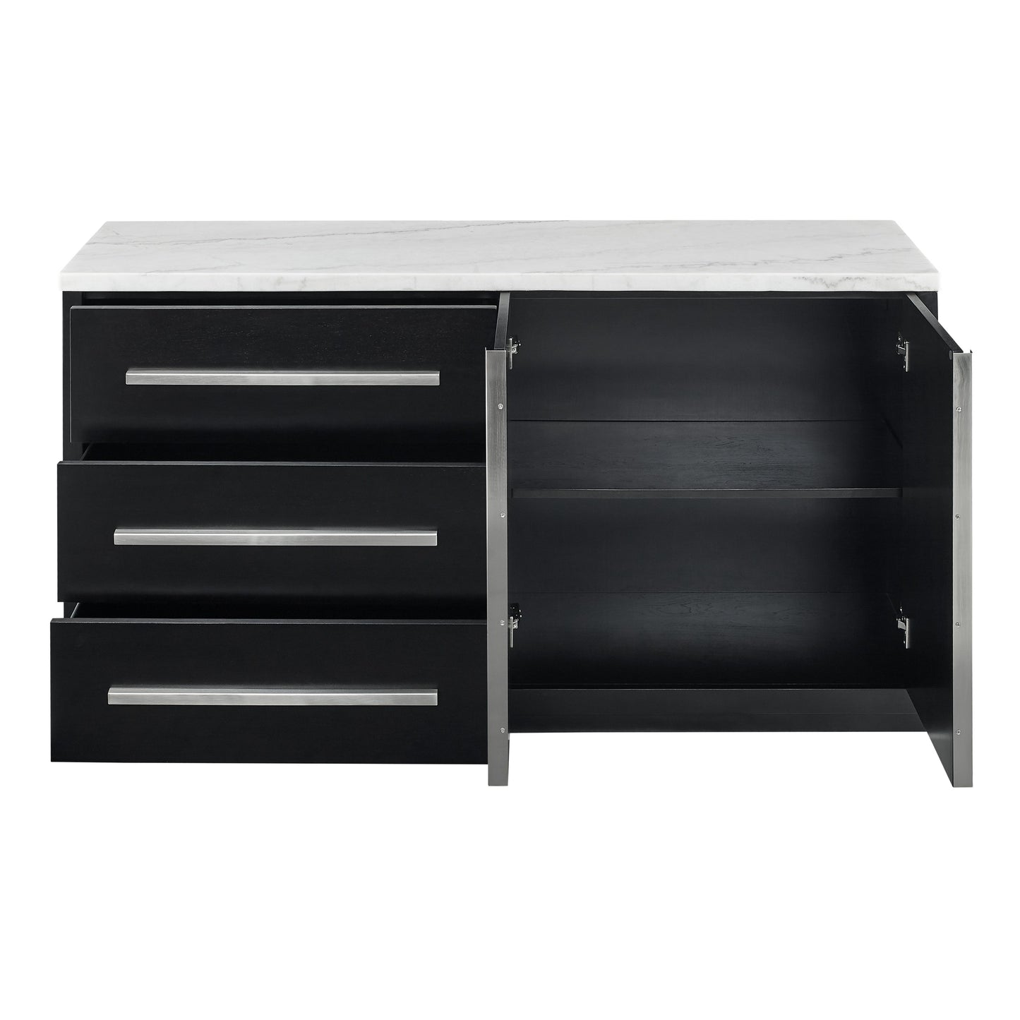 Camila - White Marble Top Server - Black