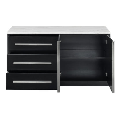 Camila - White Marble Top Server - Black