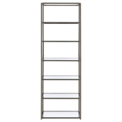 Kate - 5-Shelf Glass Bookshelf - Black Nickel