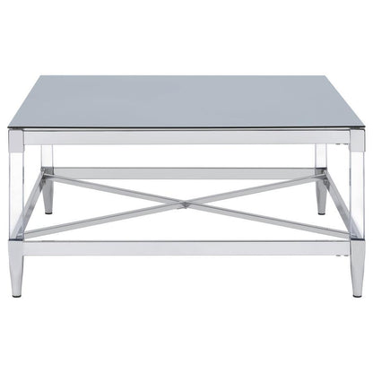Lindley - Square Tempered Mirror Acrylic Coffee Table - Chrome