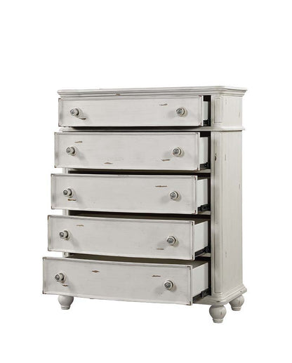 Jaqueline - Chest - Light Gray Linen & Antique White Finish