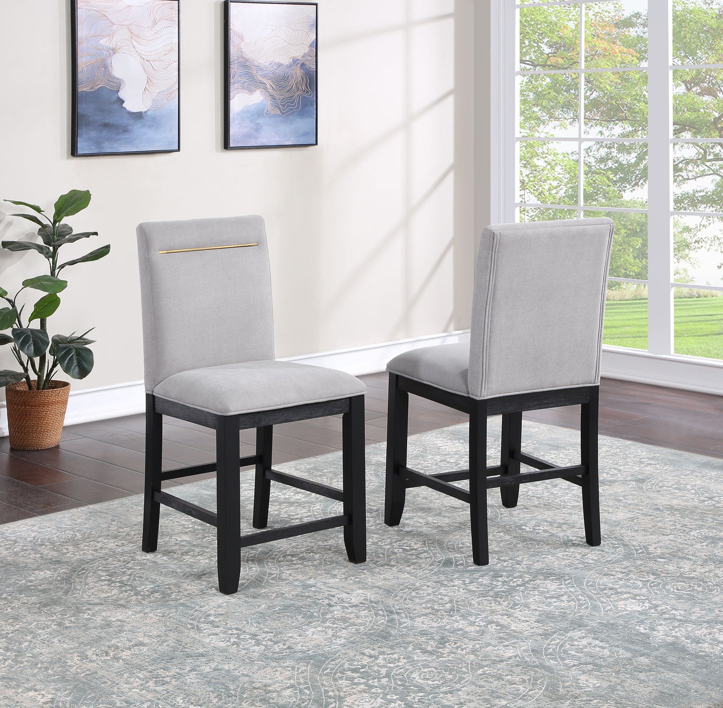 Yves - Counter Chair (Set of 2) - Gray