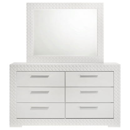 Ives - 6-Drawer Dresser And Mirror - White High Gloss
