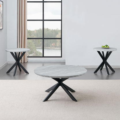 Keyla - 3 Piece Faux Marble Table Set - Gray