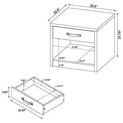 Felix - 1-Drawer Engineered Wood Side End Table - Gray Driftwood