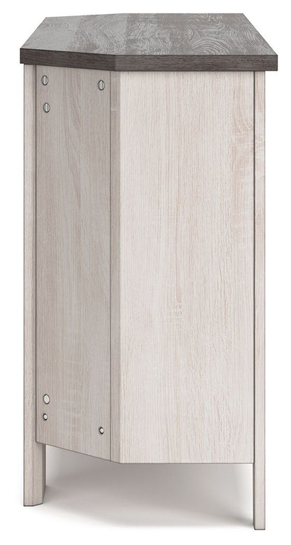 Dorrinson - Two-tone - Corner TV Stand/Fireplace Opt