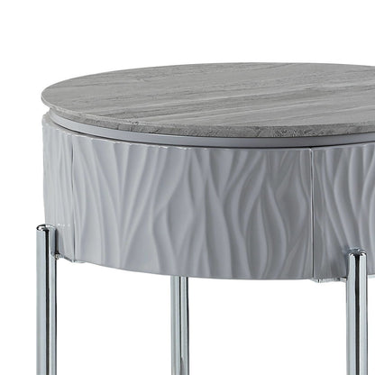 Yukino - End Table - Gray High & Chrome