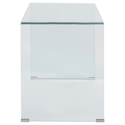 Ripley - Tempered Bent Glass Writing Desk Clear - Clear Glass
