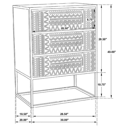 Alcoa - 3-Drawer Multi-Purpose Tall Accent Cabinet - Black