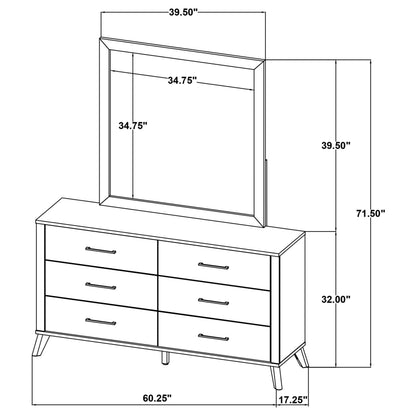 Kaywood - 6-Drawer Dresser And Mirror - Natural Pine