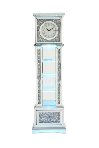 Noralie - Grandfather Clock - Mirrored & Faux Diamonds - Wood